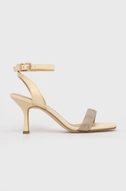 Γυναικεία Πέδιλα με τακούνι Δερμάτινα σανδάλια MICHAEL Michael Kors Carrie χρυσαφί