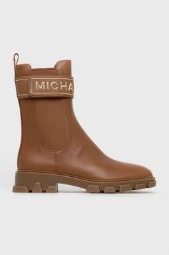 Γυναικεία Μποτάκια Δερμάτινες μπότες MICHAEL Michael Kors Ridley χρώμα: καφέ