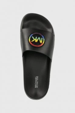 Γυναικεία Σαγιονάρες Δερμάτινες παντόφλες MICHAEL Michael Kors Gilmore χρώμα: μαύρο -Michael Kors Κατάστημα unnamed file 3601