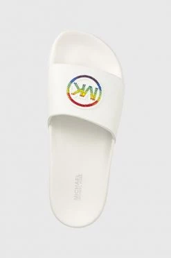 Γυναικεία Σαγιονάρες Δερμάτινες παντόφλες MICHAEL Michael Kors Gilmore χρώμα: άσπρο -Michael Kors Κατάστημα unnamed file 3887